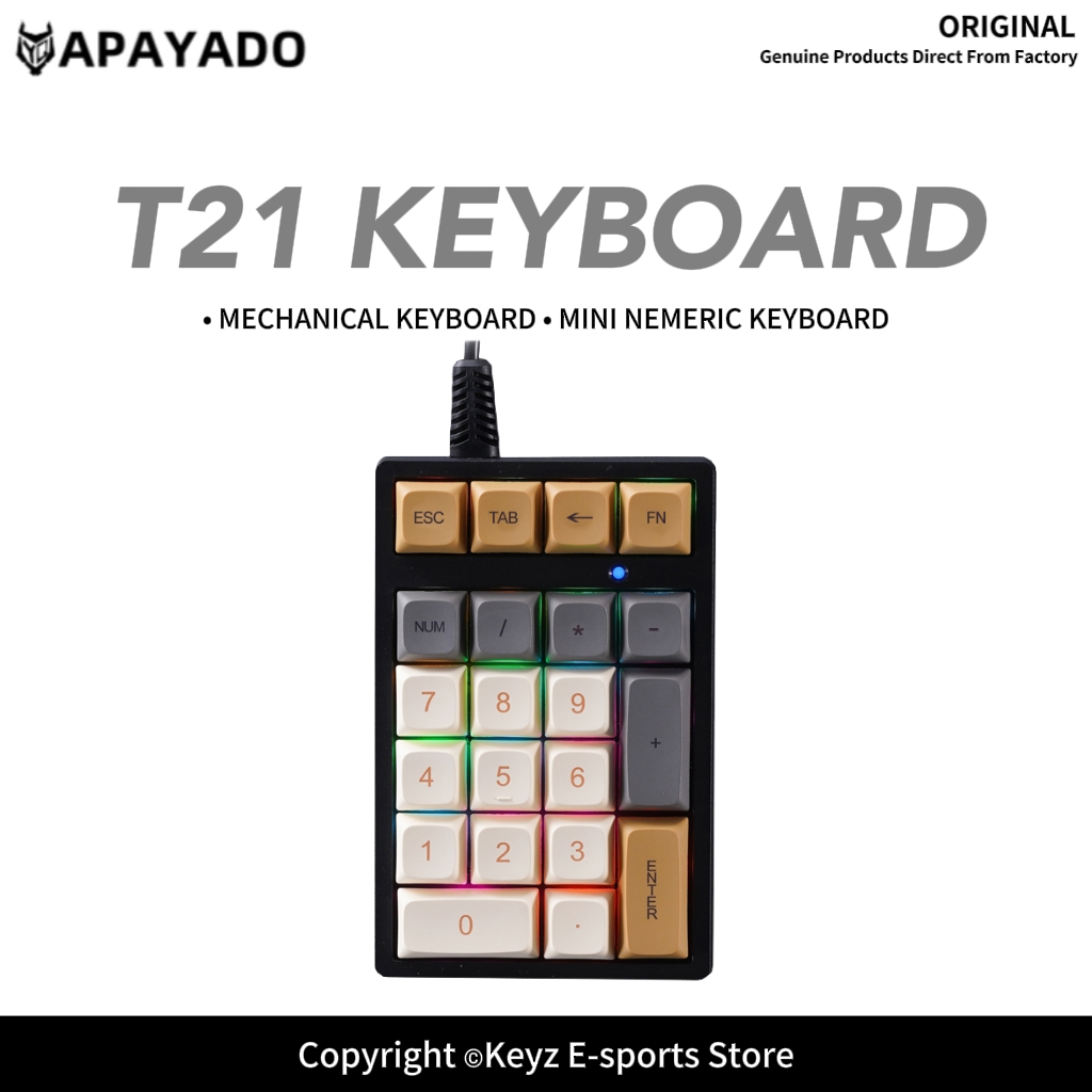 Keyboard Gaming Blue Switch - Teclado Numérico Mini T21 com Retroiluminação