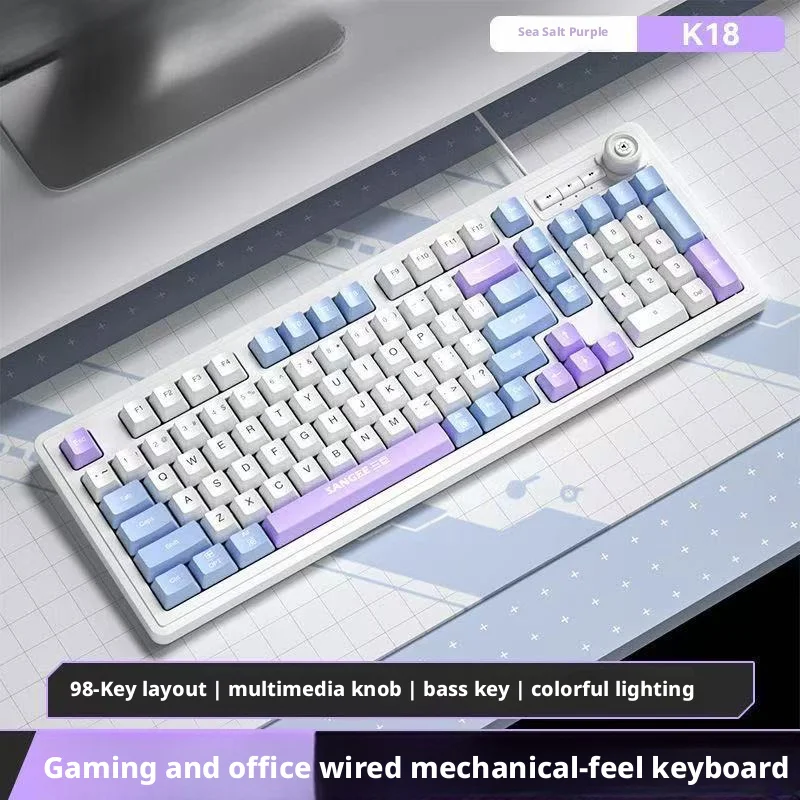 Gaming Keyboard No Noise - Teclado com Fio de 98 Teclas
