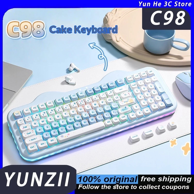 Gaming Keyboard That Is Quiet - Teclado Mecânico Silencioso YUNZII C98 Tri-modo
