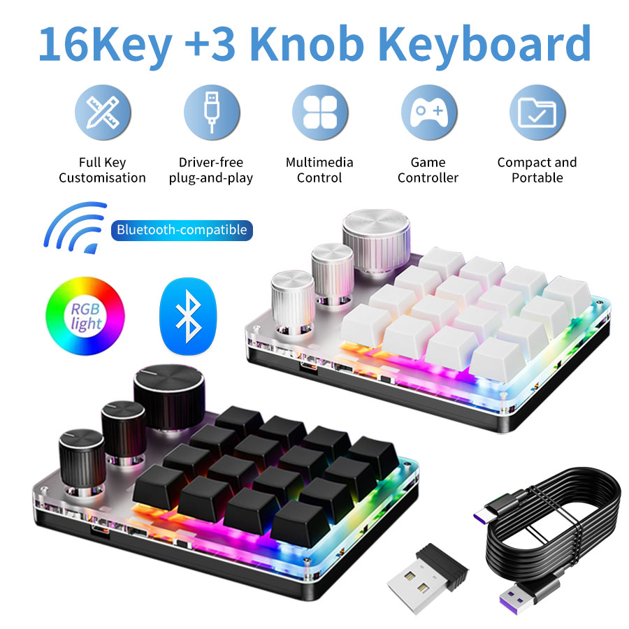 Gaming Keyboard Mini Mechanical - Programação sem fio bluetooth macro personalizado