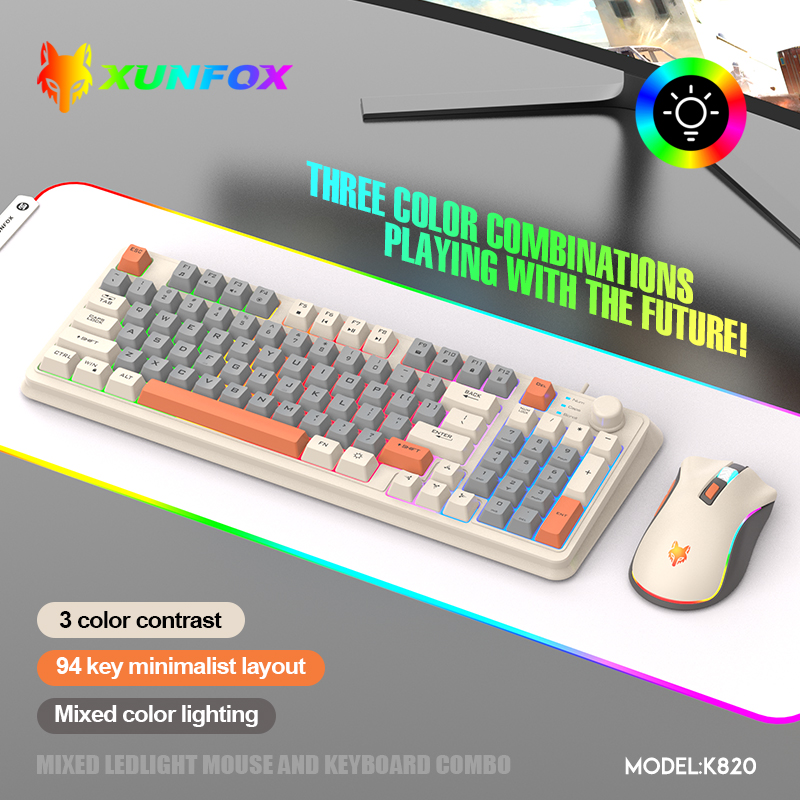 Gaming Keyboard Mouse Wireless - K820 USB com fio jogo teclado