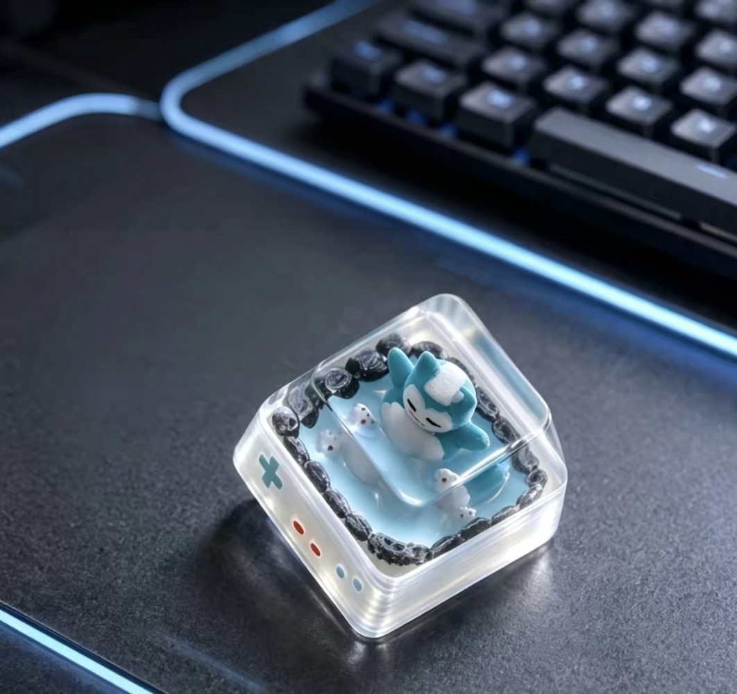 Gaming Keyboard Mechanical - Tecla Pokémon Snorlax em Resina Translúcida,