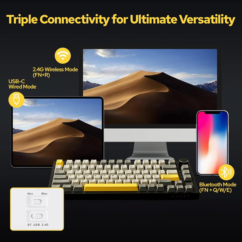 Ak820/ak820pro teclado mecânic - Gaming Keyboard Wireless avaliação e preço