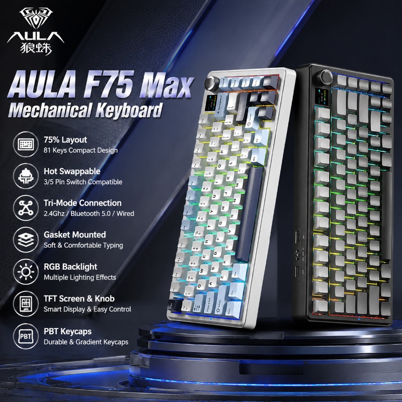 Teclado Mecânico AULA F75 Max, - Gaming Keyboard Mechanical avaliação e preço