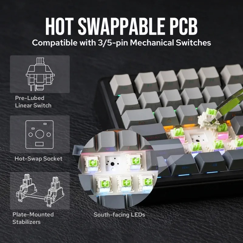 Teclado Mecânico AULA F75 Max, - Gaming Keyboard Mechanical avaliação e preço