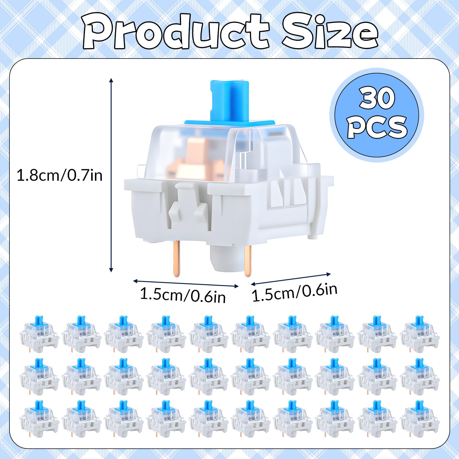 30 PCS Interruptores de Teclad - Gaming Keyboard Blue avaliação e preço