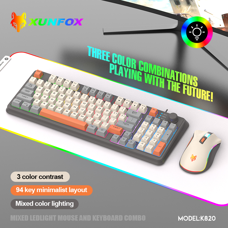 K820 USB com fio jogo teclado  - Gaming Keyboard Mouse Wireless avaliação e preço