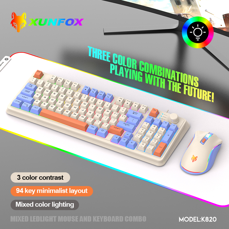 K820 USB com fio jogo teclado  - Gaming Keyboard Mouse Wireless avaliação e preço