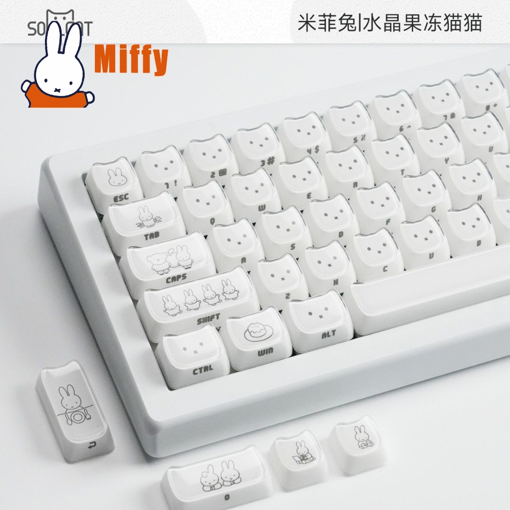 Teclas Kawaii Miffy: Capas de  - Gaming Keyboard Mechanical avaliação e preço